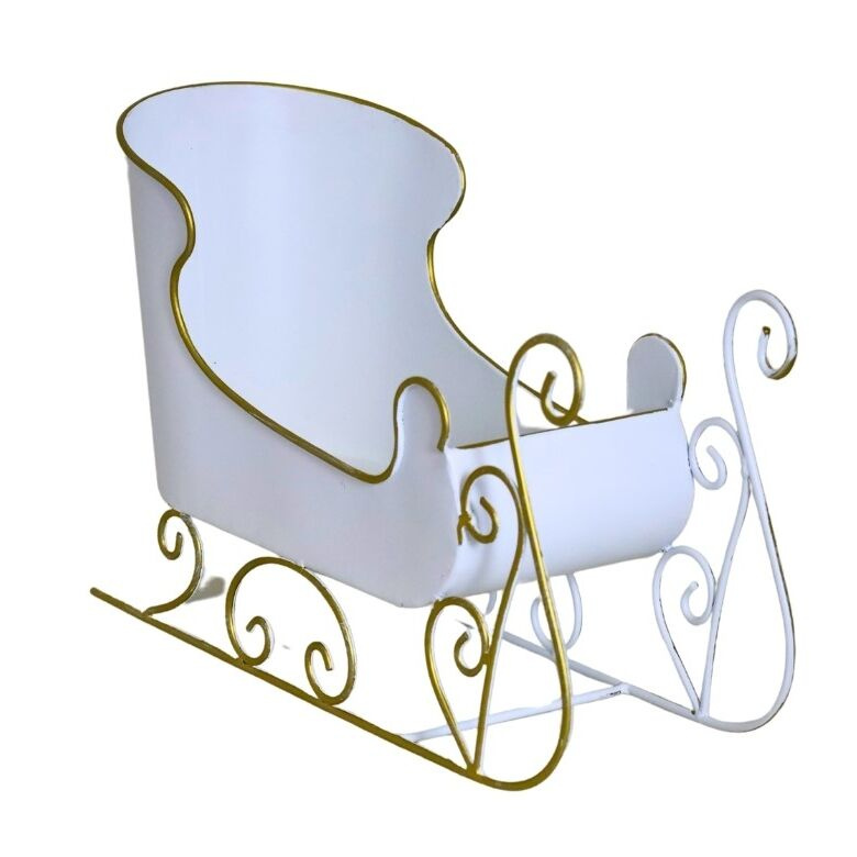 Sanie metalowe białe złote ranty 37,5x25cm