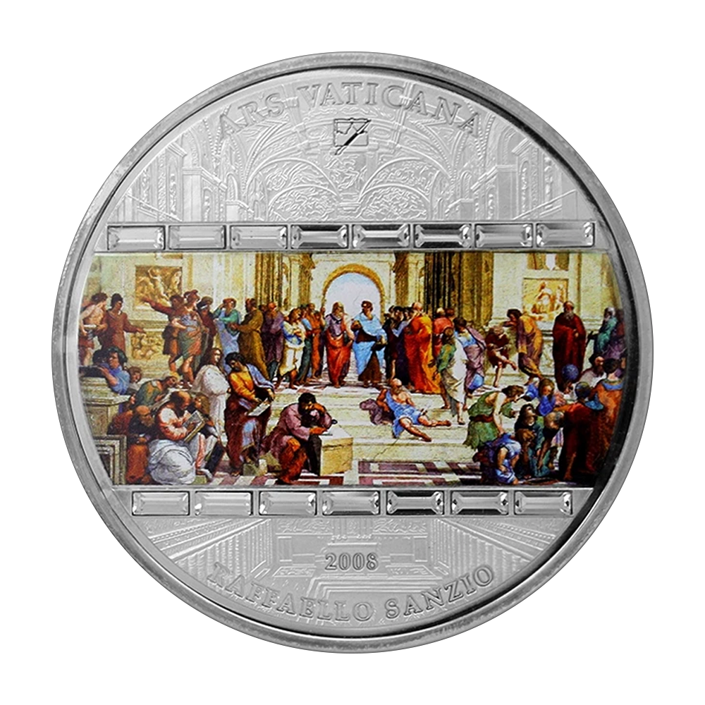 Srebrna moneta Masterpieces of Art: Szkoła Ateńska 3 uncje 2008 - wysyłka 24 h! - Mennica Skarbowa