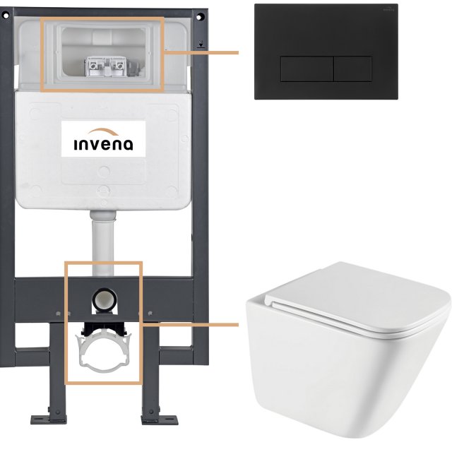 INVENA Zestaw podtynkowy 50 mechaniczny, miska PATRAS, deska, przycis