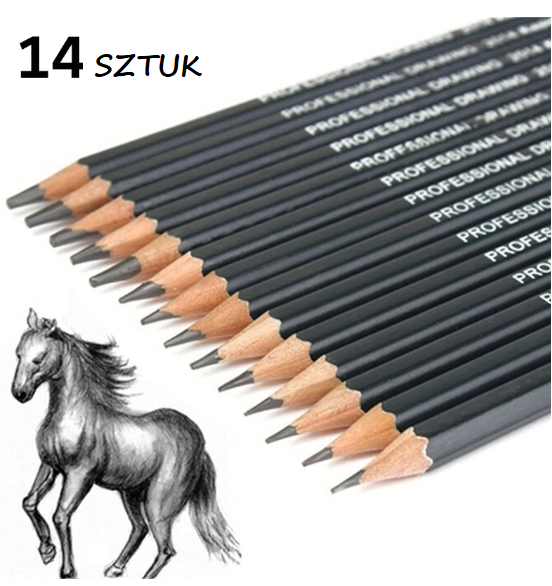 Zestaw 14 ołówków HB 2B 6 H 4 H 2 H 3B 4B 5B 6B 10B 12B 1B