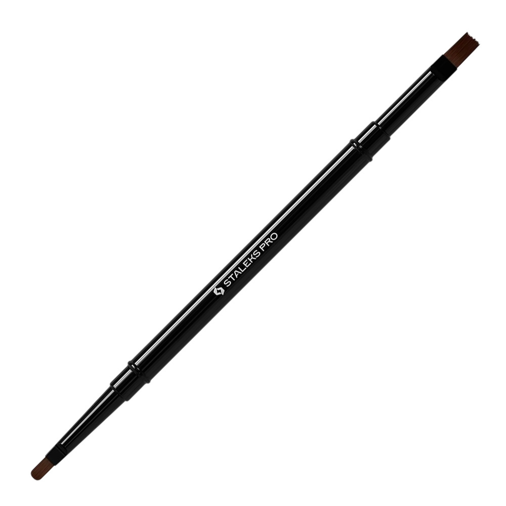 Pędzelek dwustronny do żelu 7mm owalny i 10mm kwadratowy Staleks PRO Expert czarny