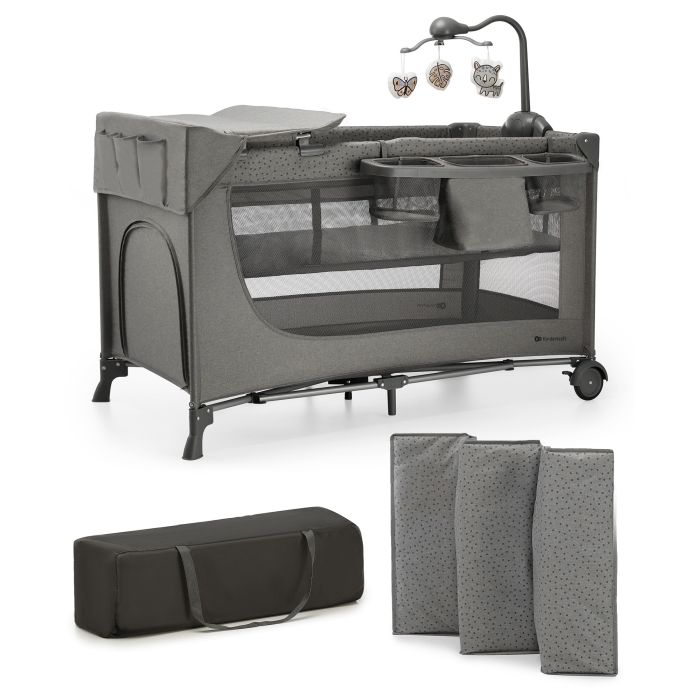 Kinderkraft Joy 2 z akcesoriami - łóżeczko turystyczne 3w1-Dark Grey