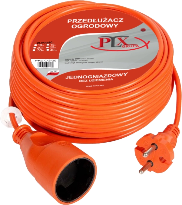 Przedłużacz OGRODOWY 1x2p / 10mb