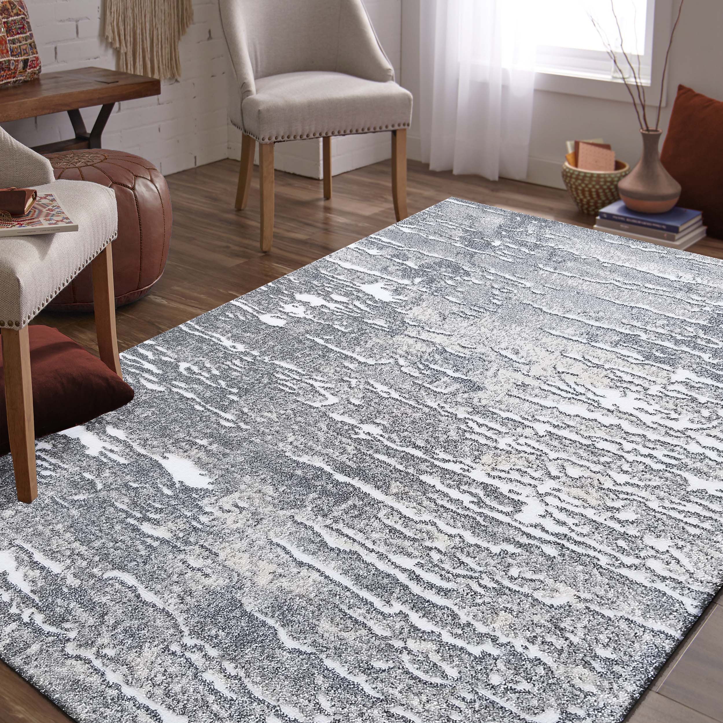 Dywan - 200 x 290 cm - Szary z kremowym - Nowoczesny - Dywanopol