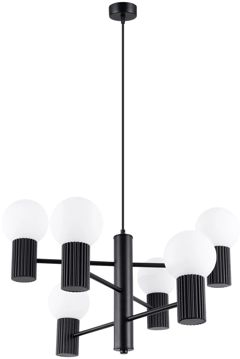 Darmowa Dostawa - Lampa wisząca 6x8 W czarna Sollux Lighting Halo SL1830