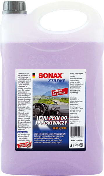 SONAX XTREME NANO LETNI PŁYN DO SPRYSKIWACZY 4L - Petrostar