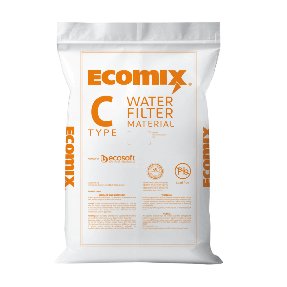 Ecosoft złoże filtracyjne ECOMIX C 12 l do wody studziennej i wodociągowej.