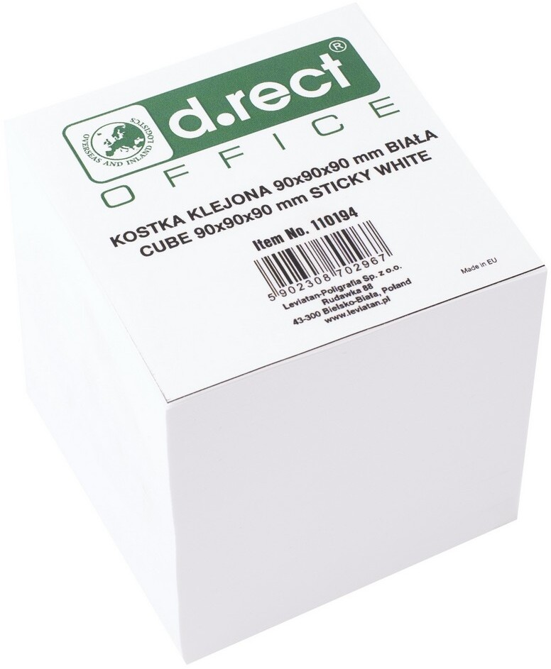 D.Rect karteczki samoprzylepne 90x90x90 mm, biały