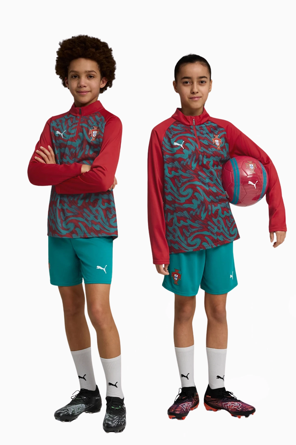 Bluza Reprezentacji Portugalii Puma 2026 Warm Up 1/4 Zip Junior - Czerwony