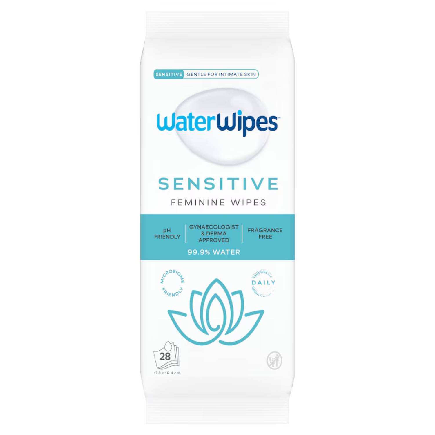Waterwipes femcare sensitive - chusteczki do higieny intymnej, 28 sztuk