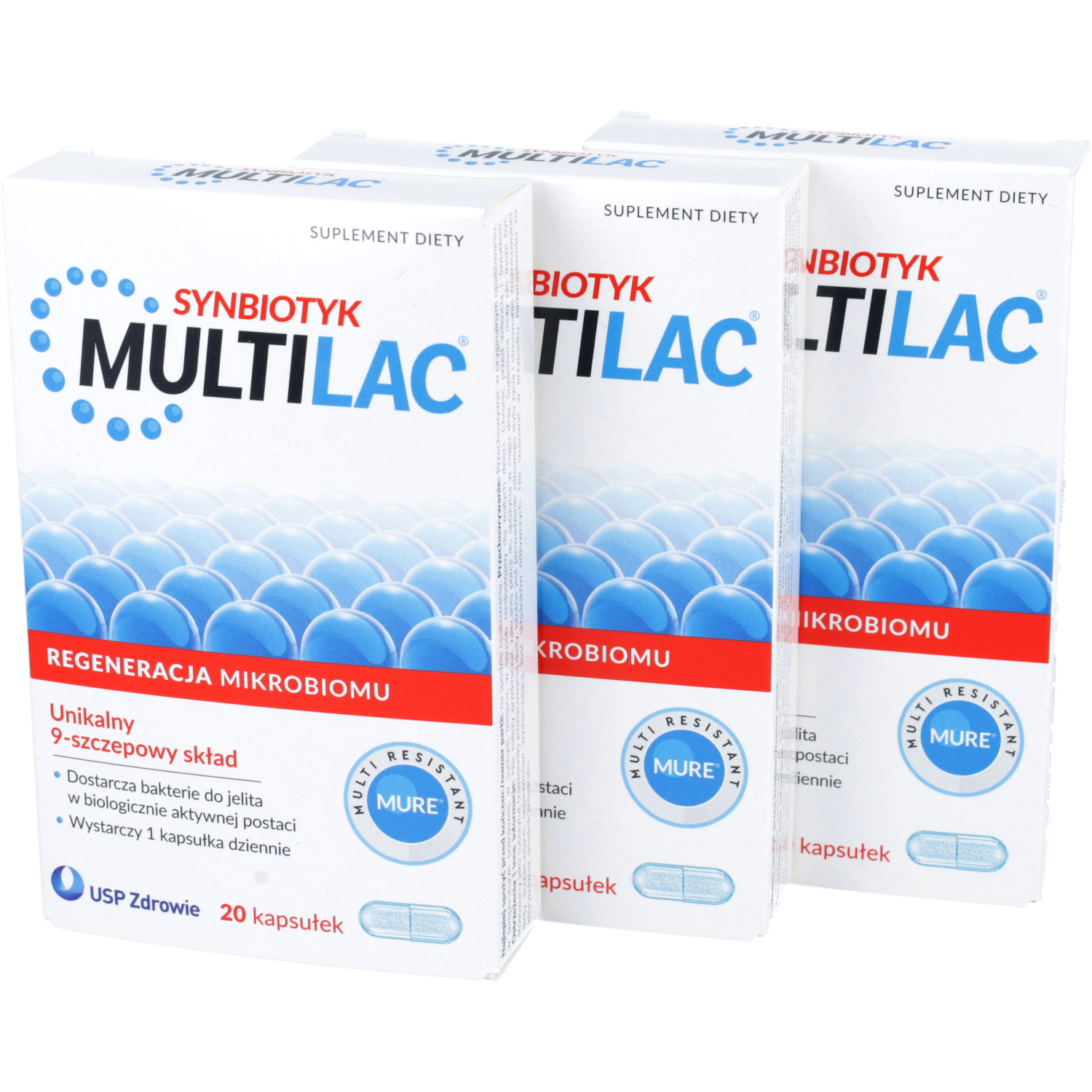 Zestaw: 3 x multilac synbiotyk, 20 kapsułek