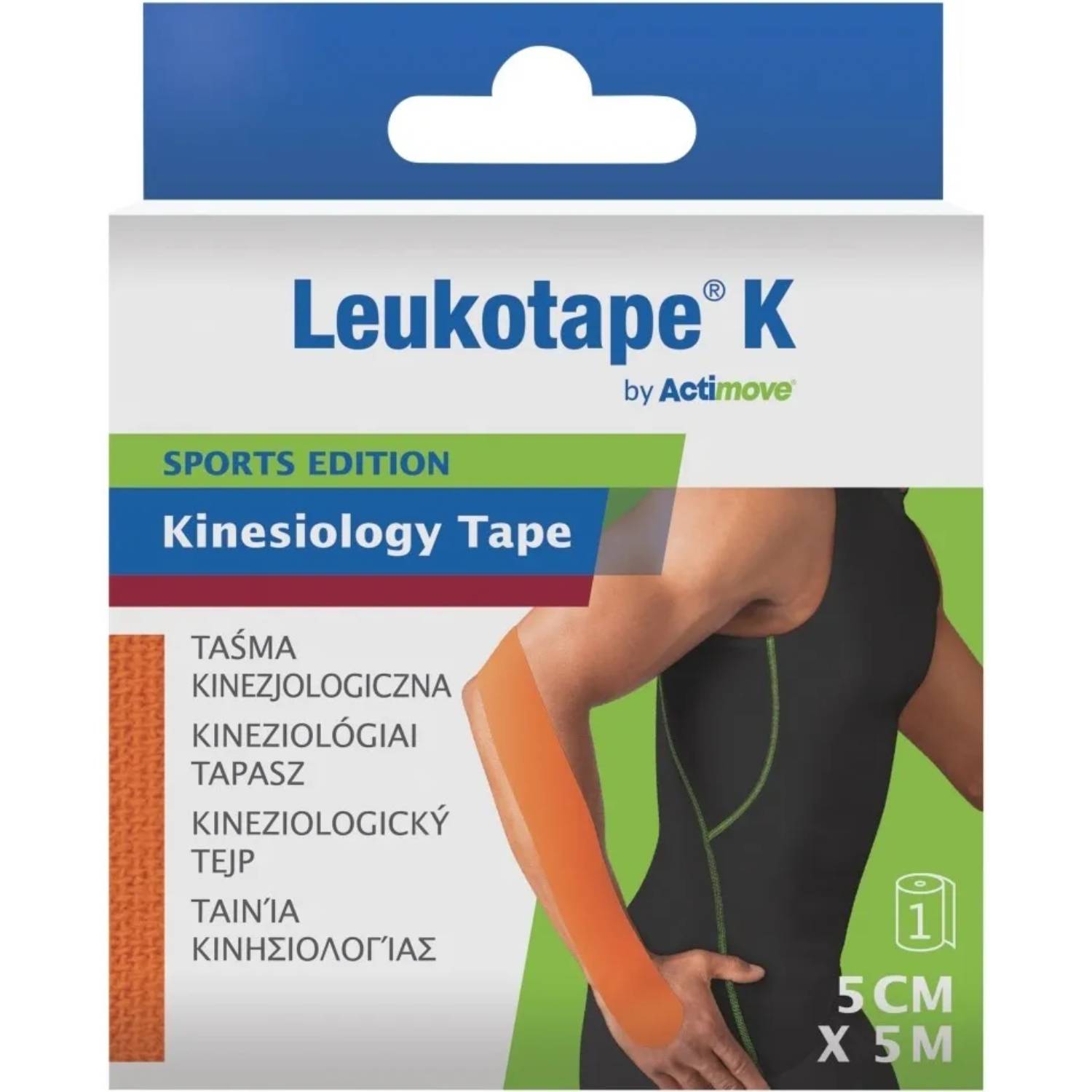Actimove leukotape k - taśma kinezjologiczna, 5 cm x 5 m, kolor pomarańczowy, 1 sztuka
