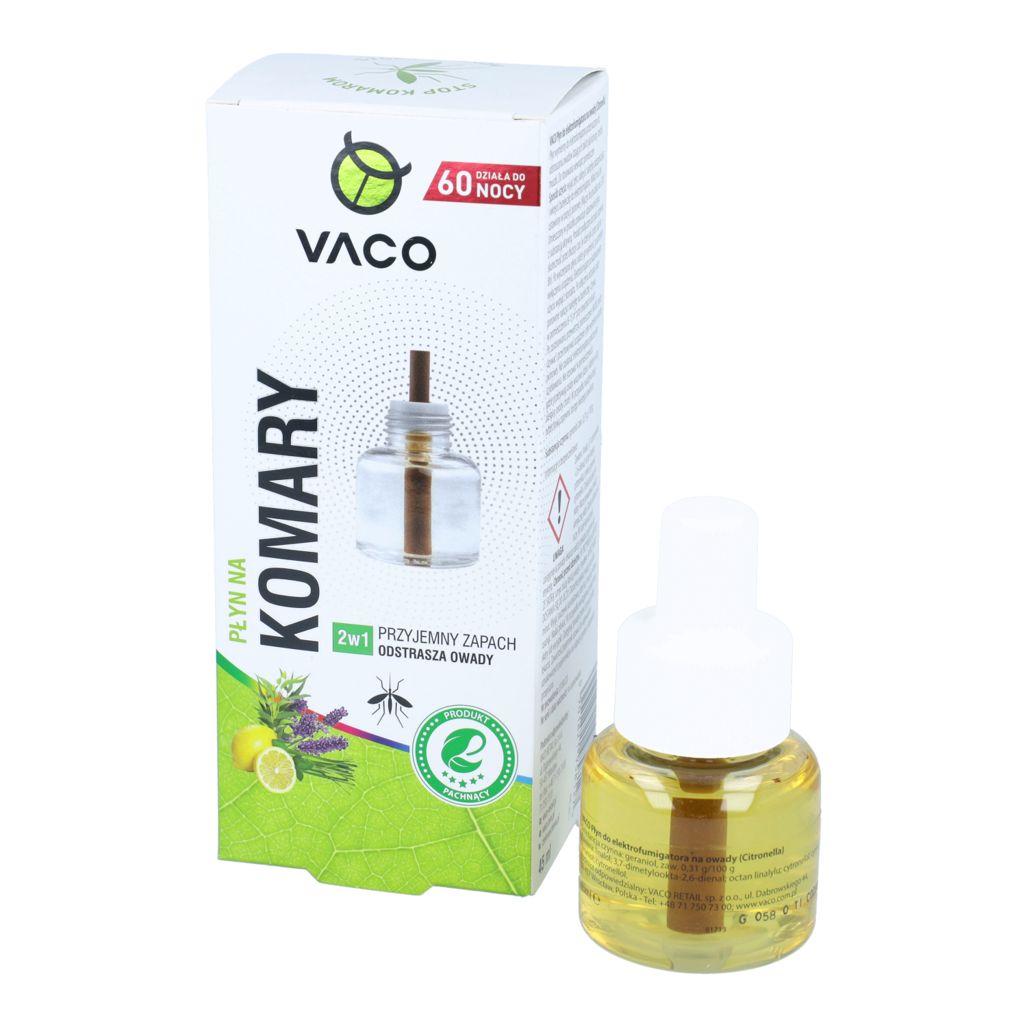 Vaco - wkład płyn na komary, meszki i muszki citronella, 45 ml