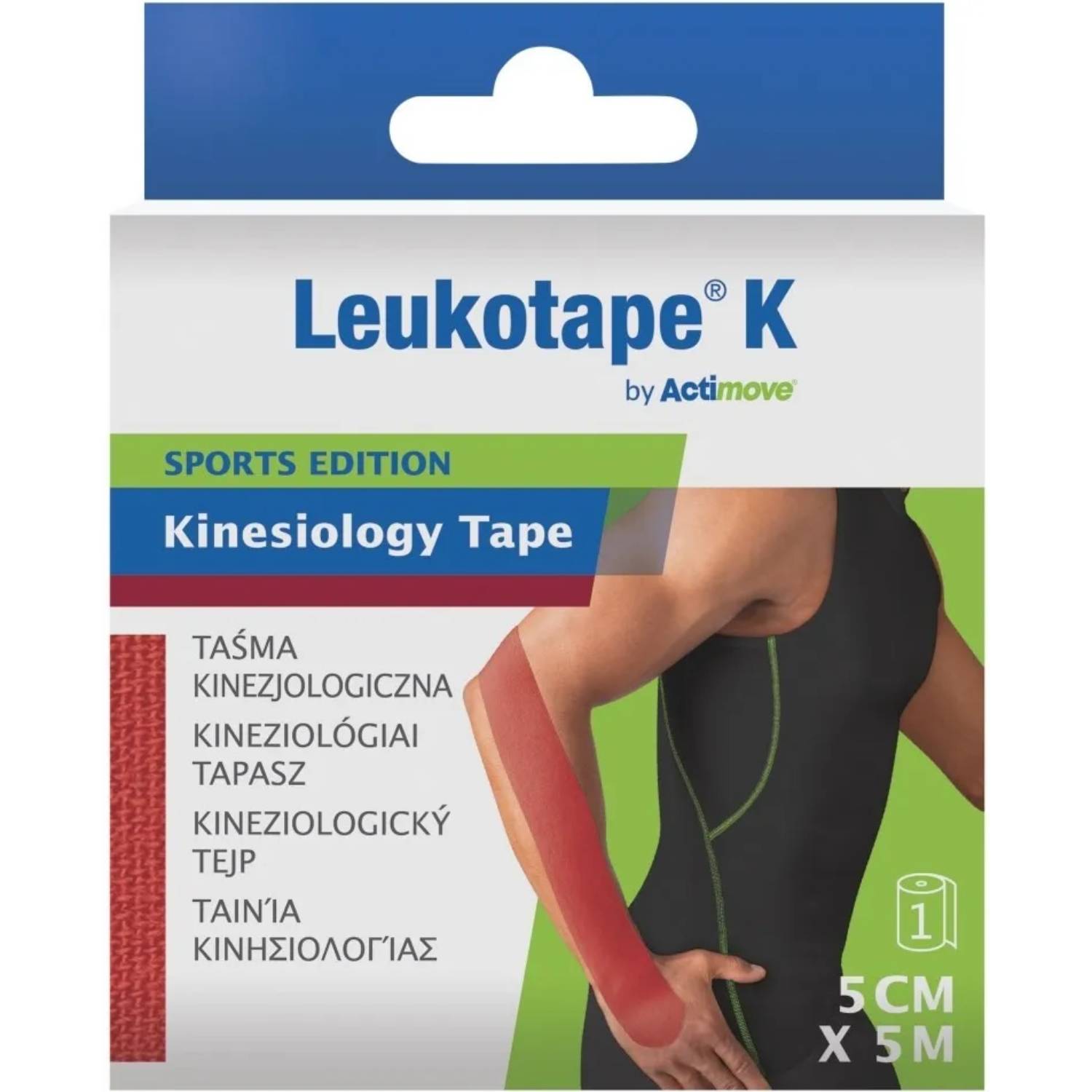 Actimove leukotape k - taśma kinezjologiczna, 5 cm x 5 m, kolor czerwony, 1 sztuka