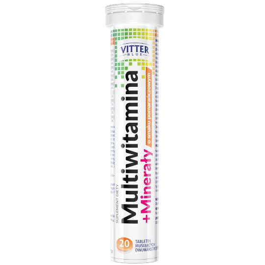 Vitter blue multiwitamina + minerały, smak pomarańczowy, 20 tabletek musujących