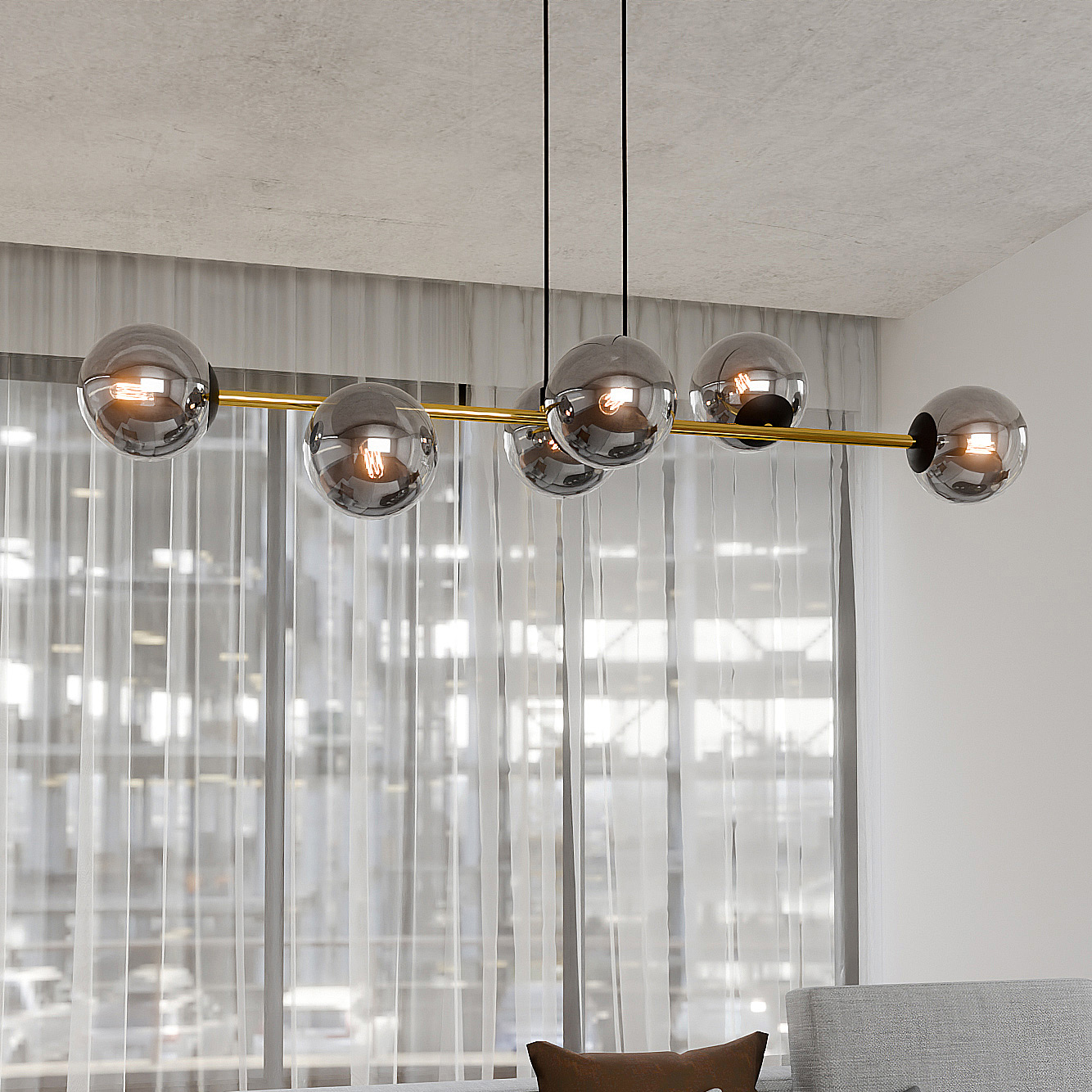 Emibig Gravity lampa wisząca 6x10 W czarna-złota 1237/6