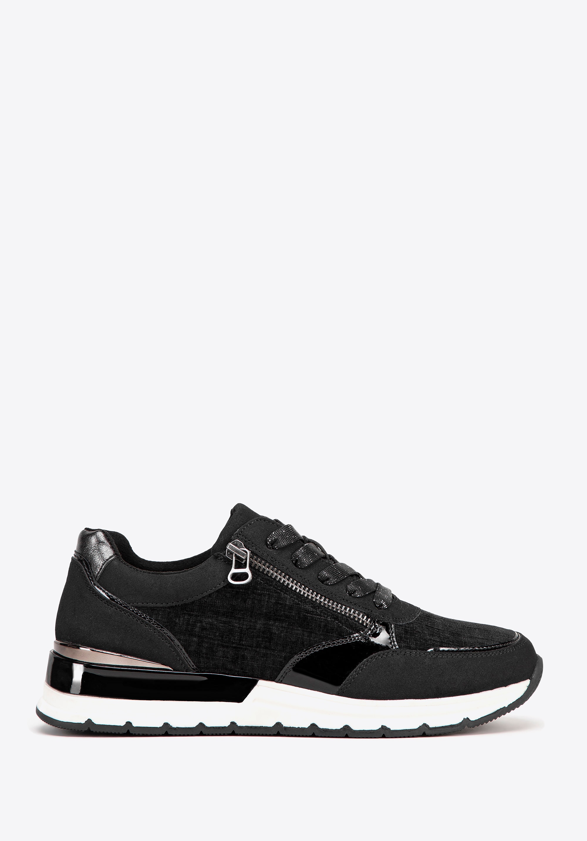 Damskie sneakersy z suwakiem na boku czarne
