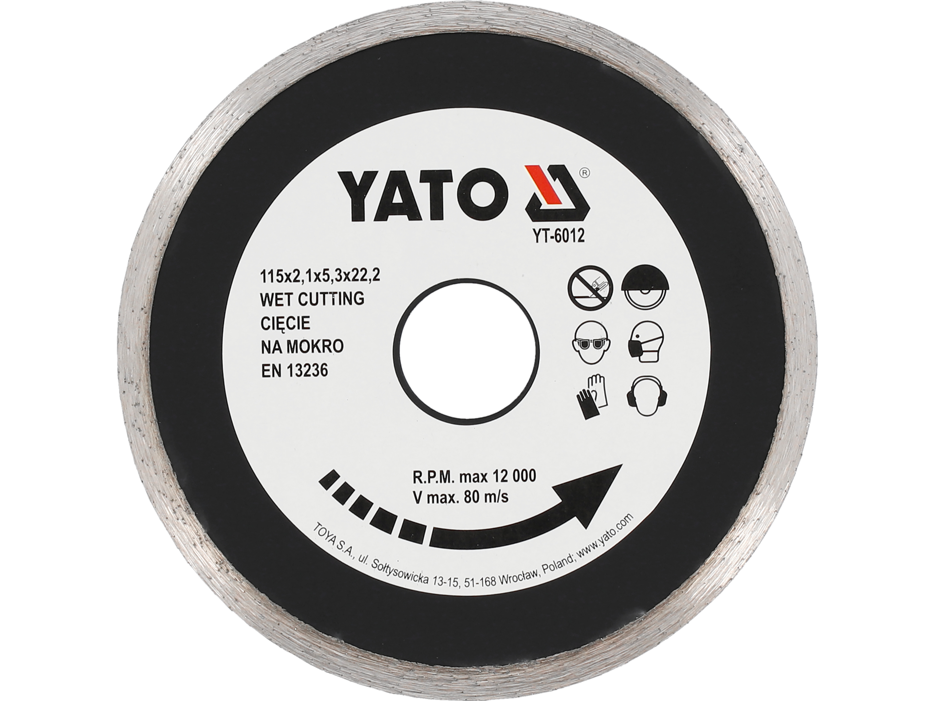 Tarcza diamentowa YATO 115x22.2mm segment ciągły do ceramiki YT-6012