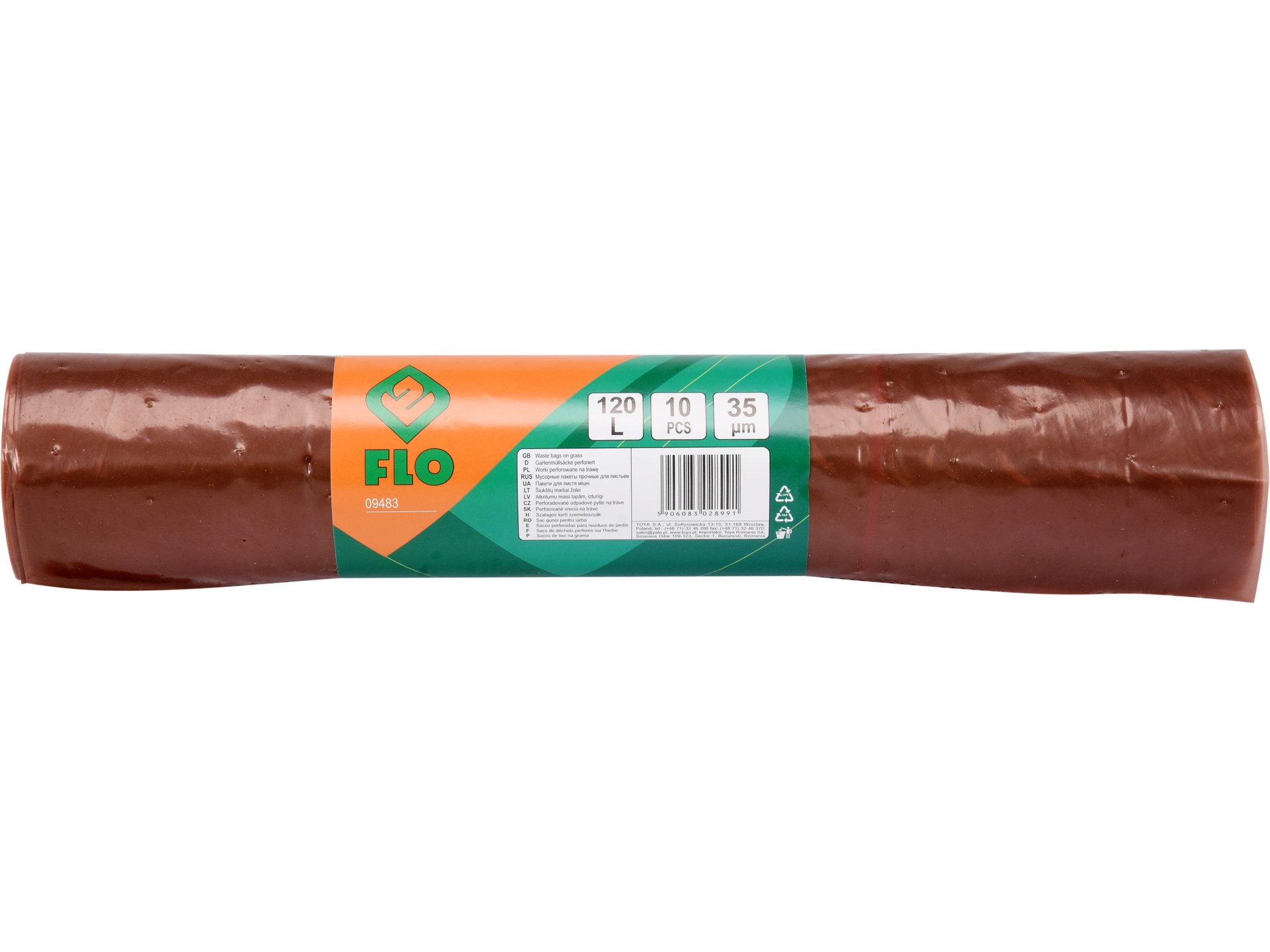 Worki na bioodpady FLO ogrodowe 120L 10 szt. brązowe perforowane ldpe 09483