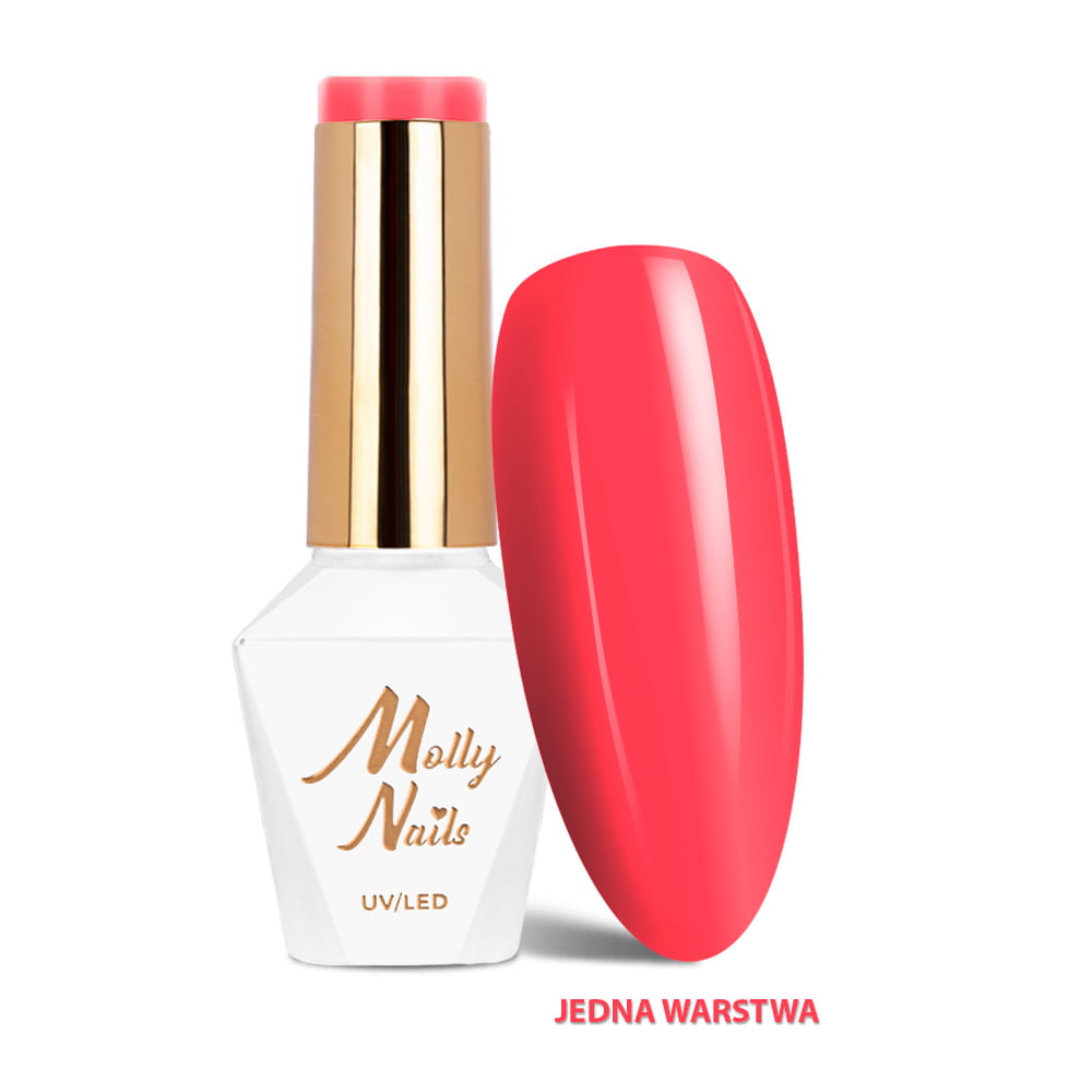 Lakier hybrydowy LED/UV Gel Polish Vivid Vibes Nr 286 Hot Coral Molly Nails HEMA/Di-HEMA Free 8g