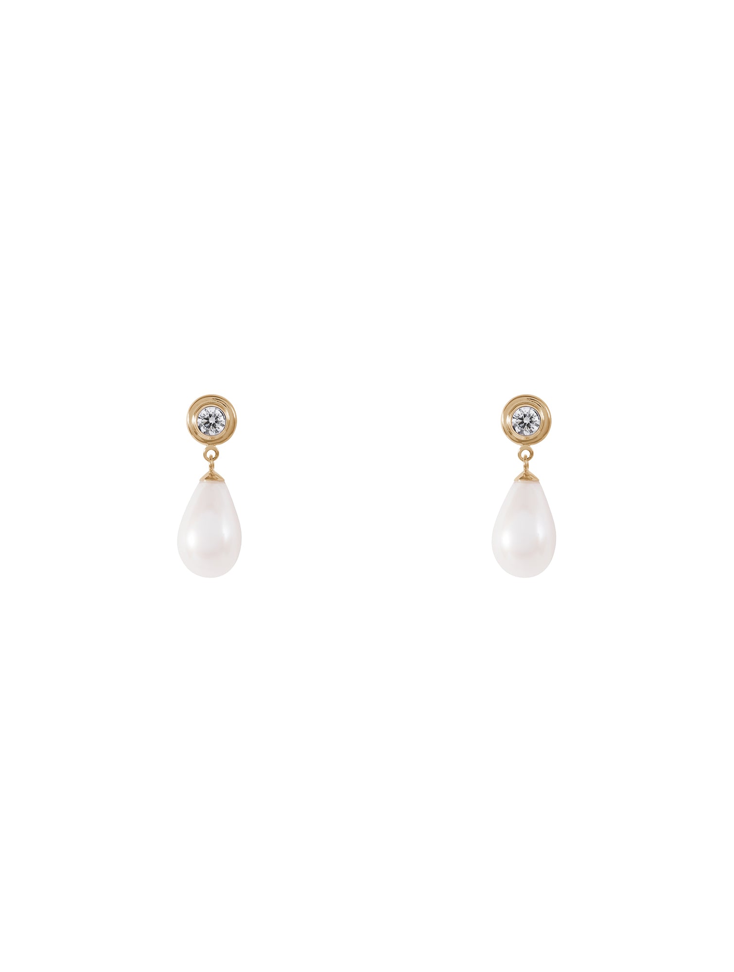 Pearl Bluebell Earrings - kolczyki typu sztyft z diamentem i perłą