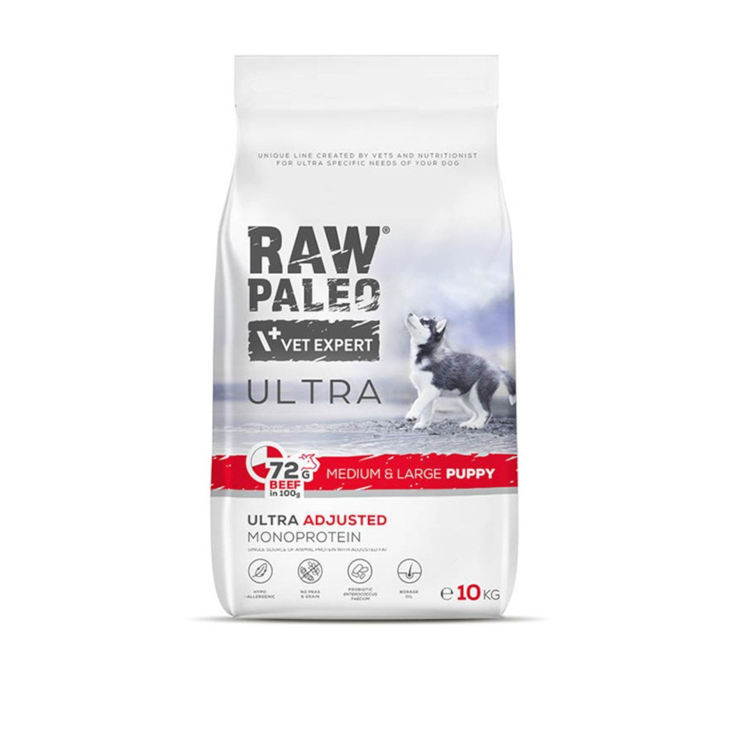 Beef Puppy Medium & Large | RAW PALEO Ultra | 10kg | Sucha karma dla szczeniąt ras średnich i dużych