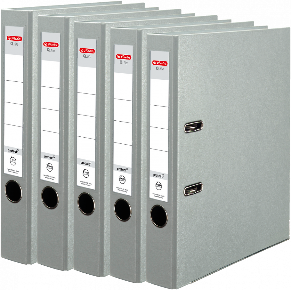 Segregator A4 Herlitz Q.file 50 mm, do 350 kartek, szary
