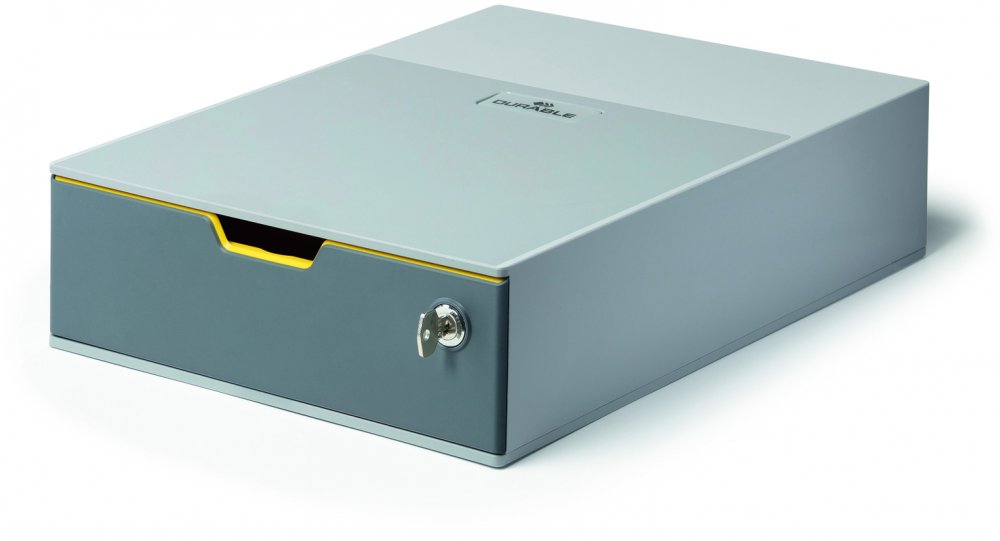 Durable Varicolor 1 Safe – pojemnik na dokumenty zamykany na klucz, 1 szuflada, szary