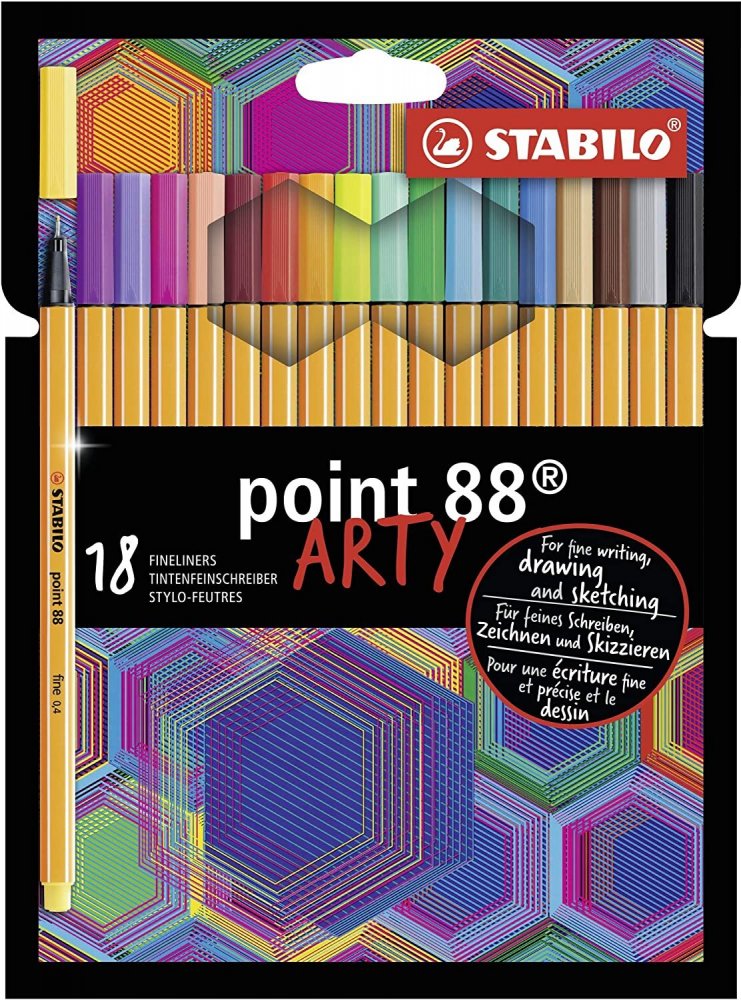 Stabilo Point 88 (8818/1-20) cienkopisy 0,4 mm – zestaw 18 szt. w etui, mix kolorów