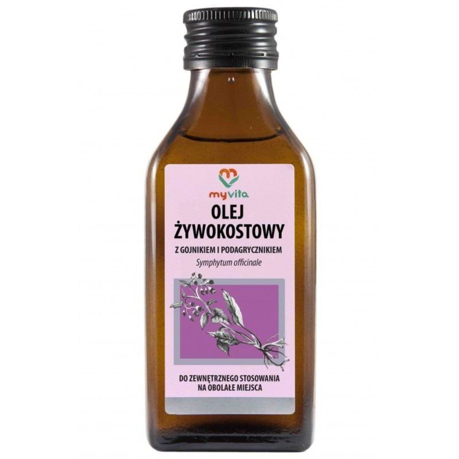 Myvita - olej żywokostowy z gojnikiem i podagrycznikiem, bóle stawów i problemy skórne, 100 ml
