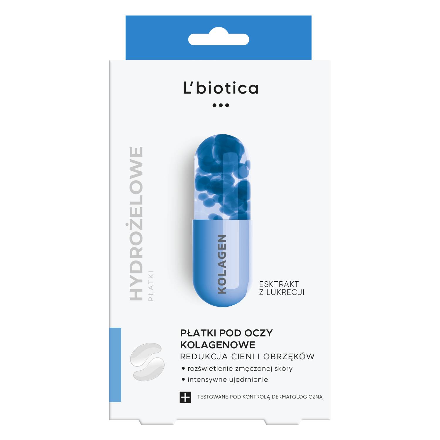 L'biotica - kolagenowe płatki pod oczy, redukcja cieni i obrzęków, 3x2 sztuki