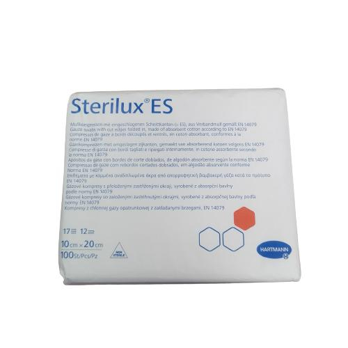 Sterilux es - kompresy niejałowe z gazy, 17-nitkowe, 2-warstwowe, 10 cm x 20 cm, 100 sztuk (data ważności: 01.12.2026)