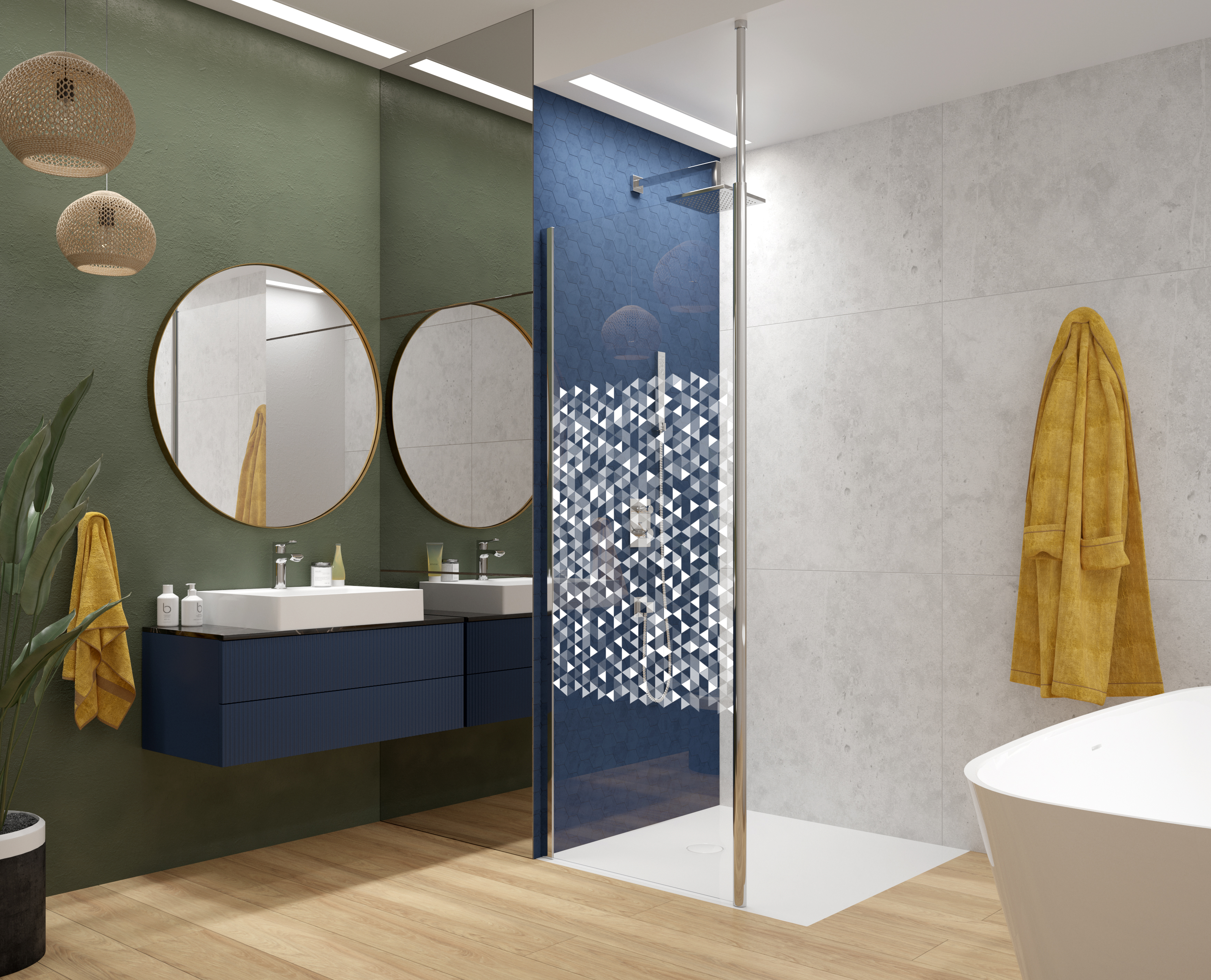 Sanplast Exa Line ścianka prysznicowa walk-in 90 cm srebrny połysk/szkło ze wzorem 600-540-1530-38-151