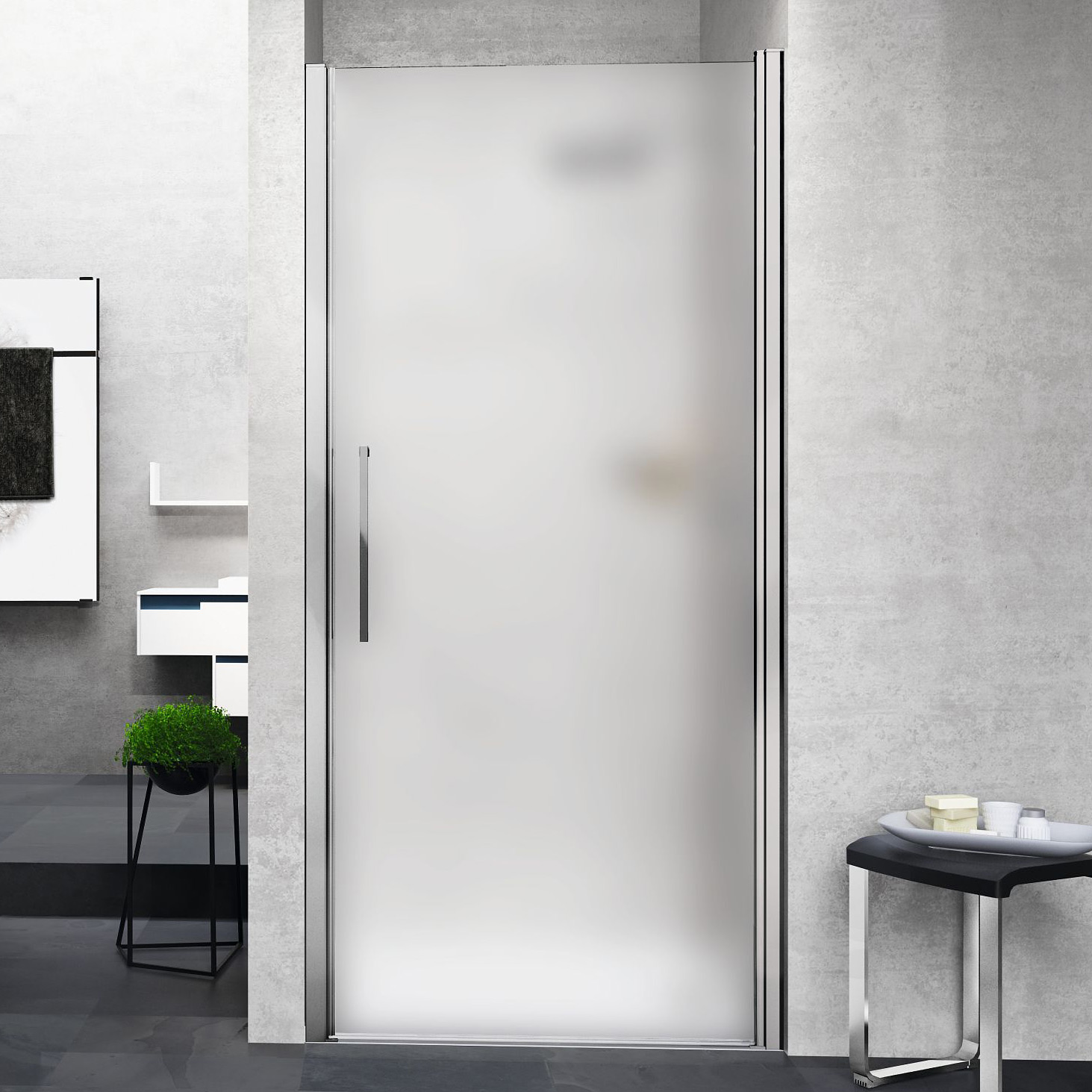Novellini Young 1B drzwi prysznicowe 79 cm chrom/szkło satynowe Y21B79-4K