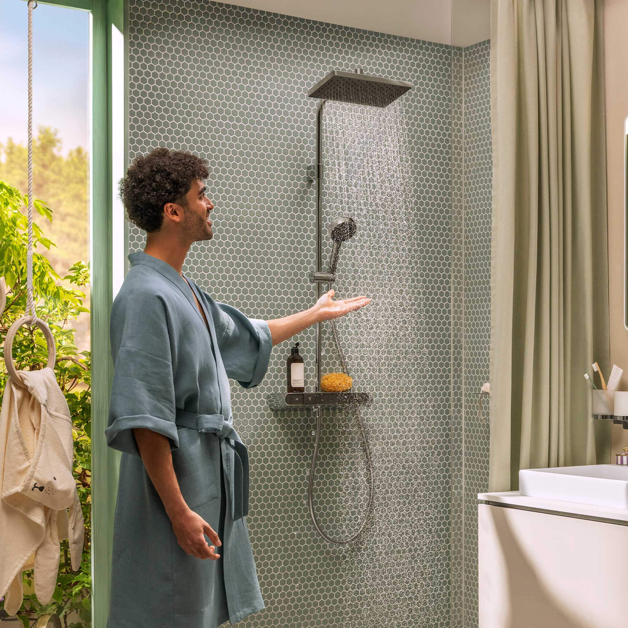 Hansgrohe Activera Q zestaw prysznicowy ścienny termostatyczny z deszczownicą chrom 28648000