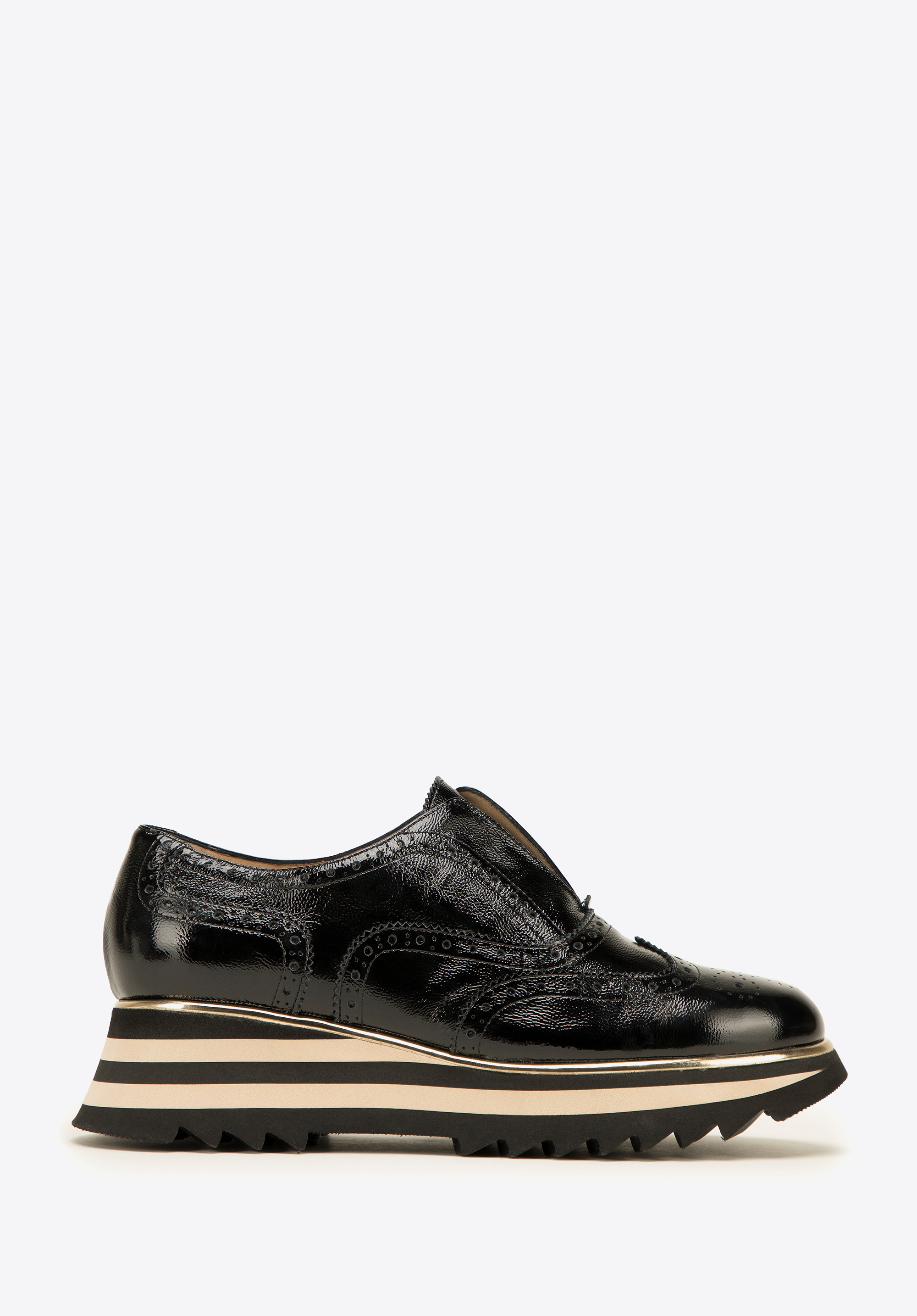 Damskie wsuwane sneakersy z lakierowanej skóry czarne