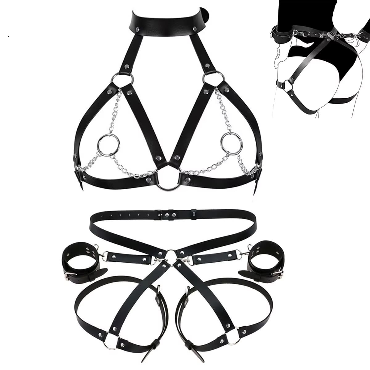 Uprząż z kajdankami BDSM 028