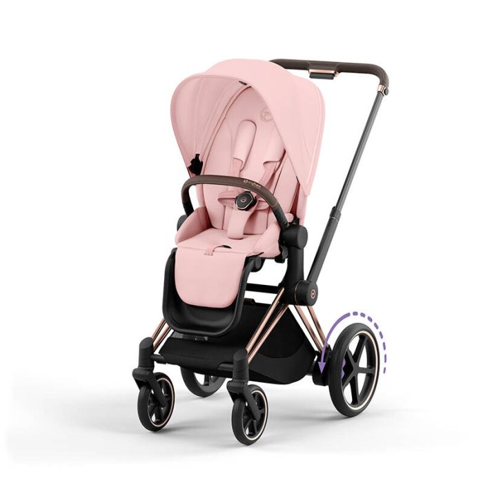 Cybex e-Priam - wózek spacerowy z napędem elektrycznym-Peach Pink-Matt Black