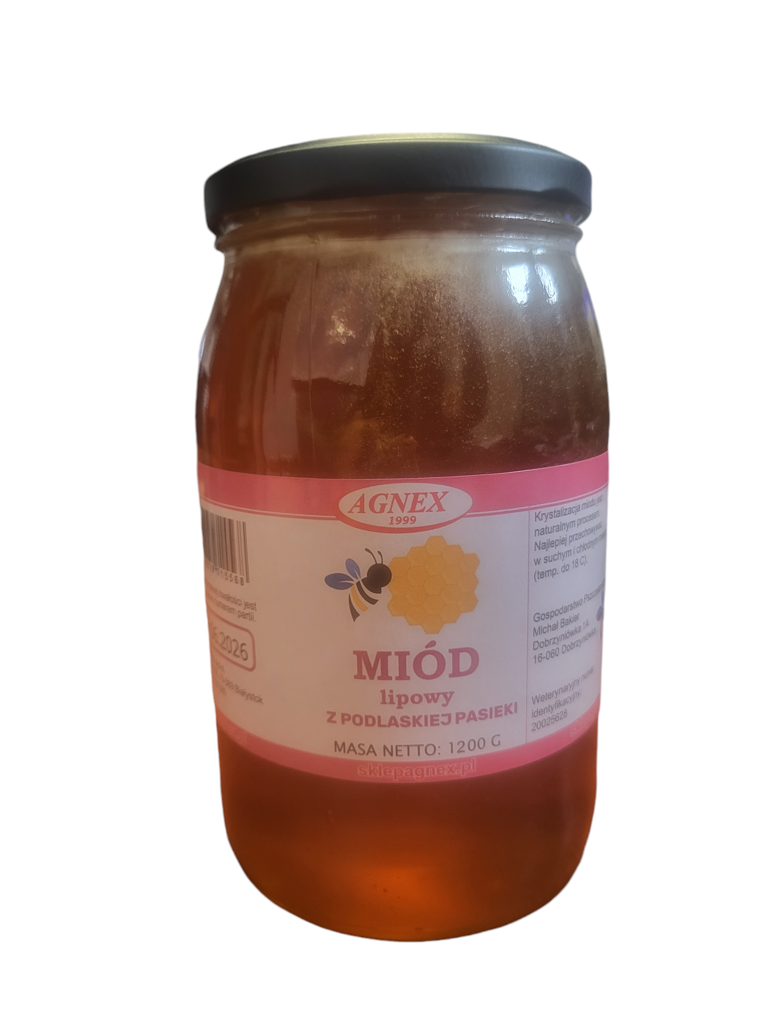 Miód lipowy 1200 g z PODLASKIEJ PASIEKI NIEFILTROWANY