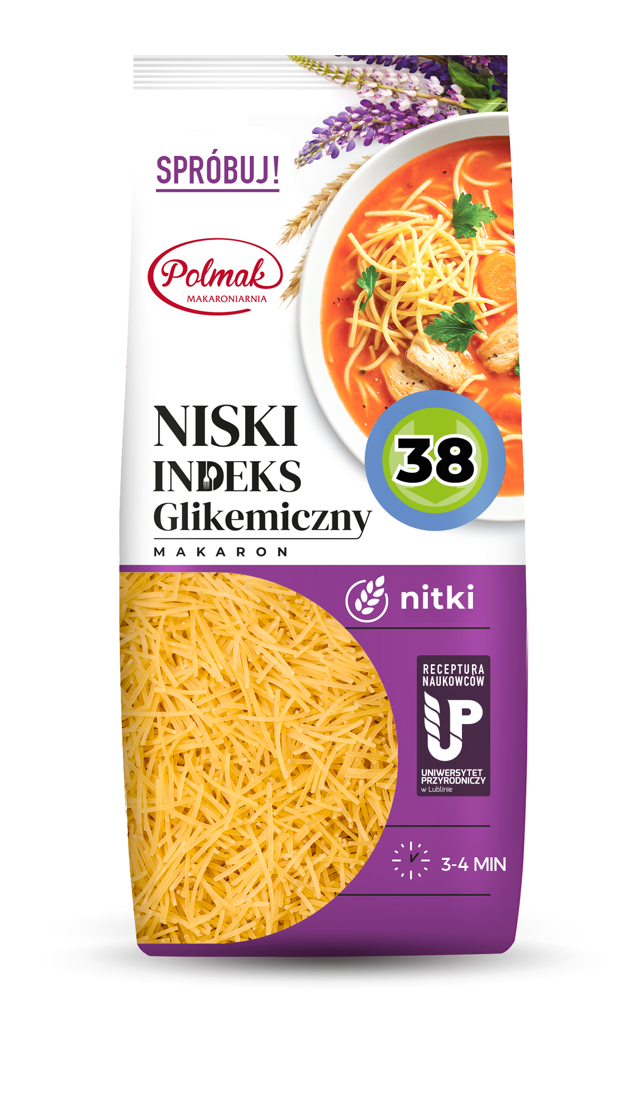 Makaron NITKI z niskim indeksem glikemicznym 250g POLMAK