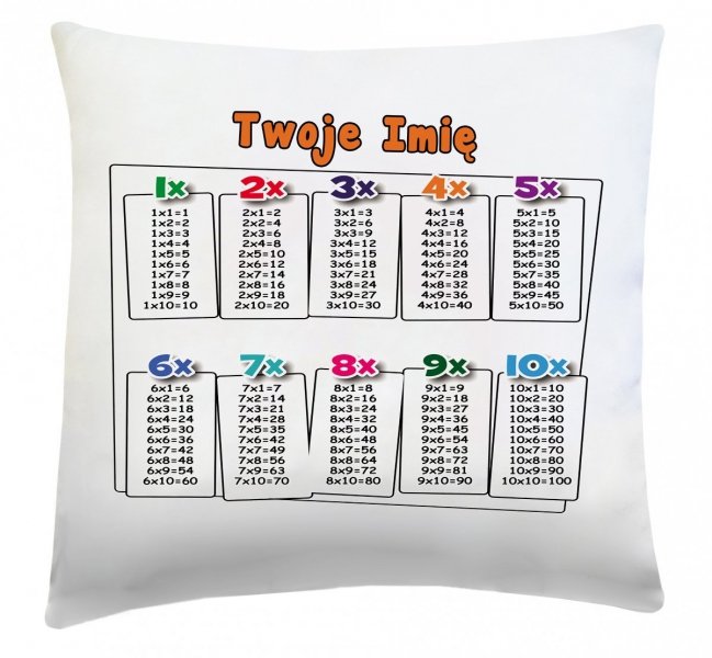 Poduszka matematyczna z Twoim imieniem 40x40 wz. 1 biała
