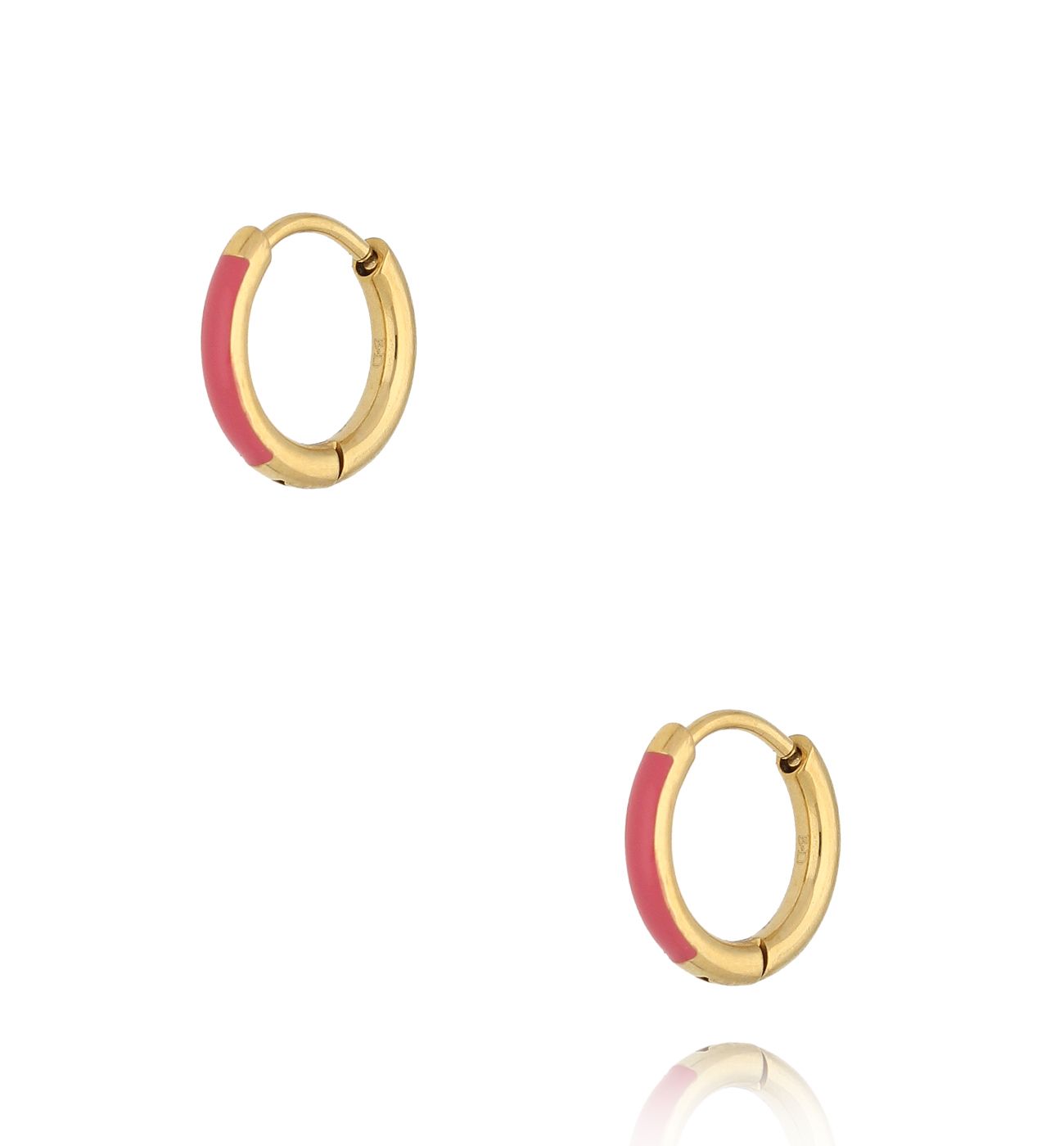Kolczyki złote koła z różową emalią Enamel Small Hoops KSA1600