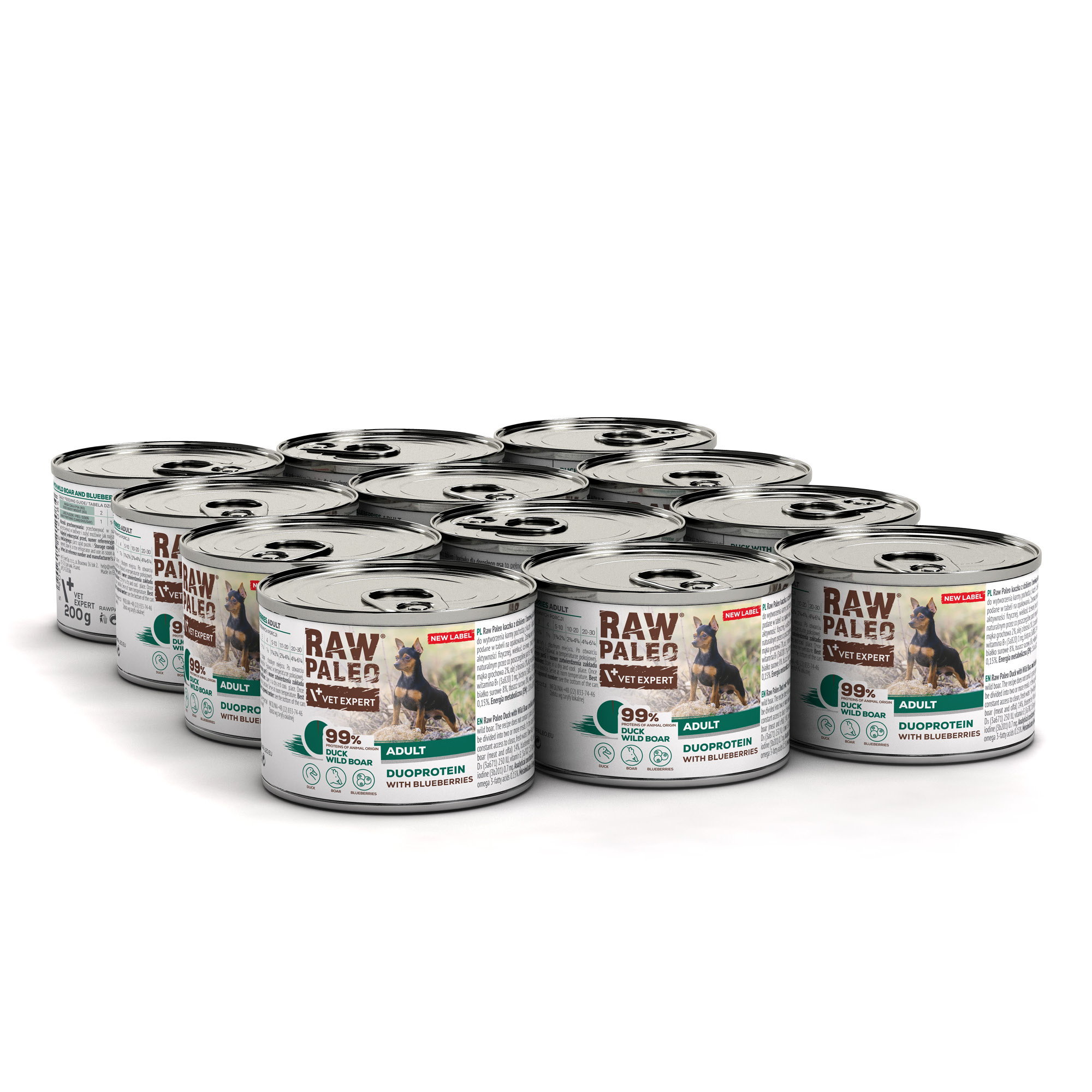 RAW PALEO DUCK&BOAR ADULT CAN 12x200g - mokra karma dla psów dorosłych duoproteina kaczka z dzikiem