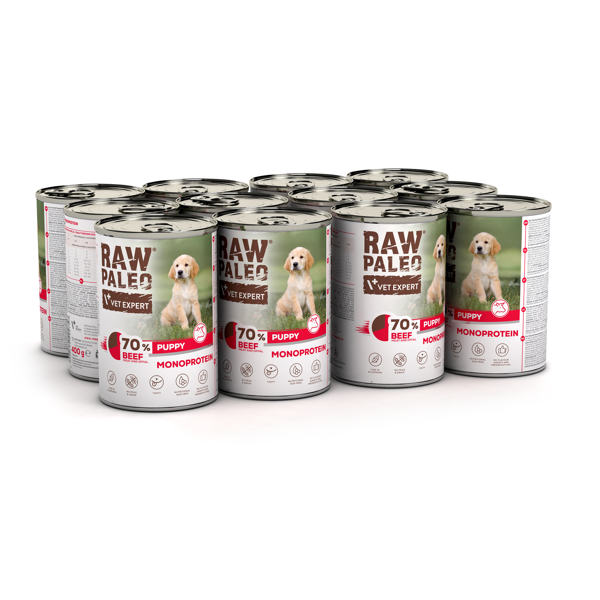 RAW PALEO PUPPY BEEF 12x400g - mokra karma dla szczeniąt monoproteina z wołowiną