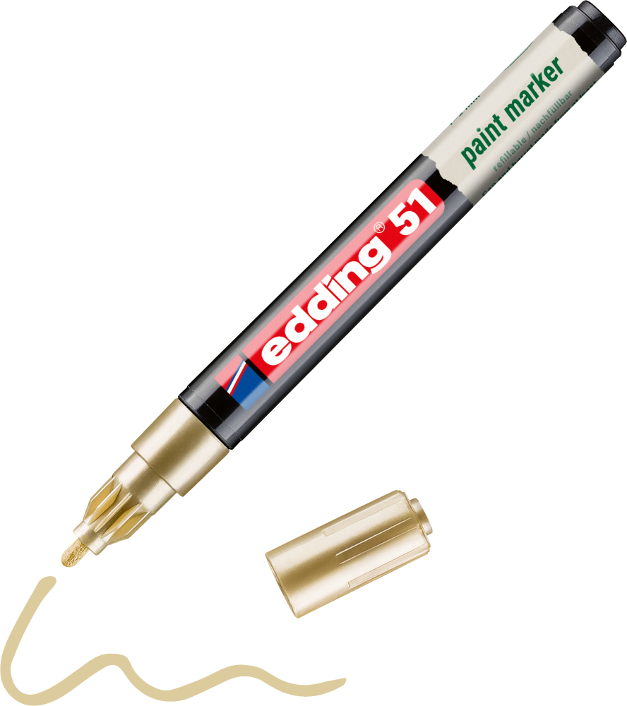 Marker olejowy Edding 51 okrągła 1-2mm, złoty