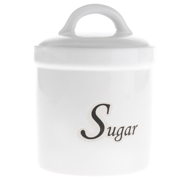 Pojemnik ceramiczny biały na cukier Sugar z pokrywką 15cm