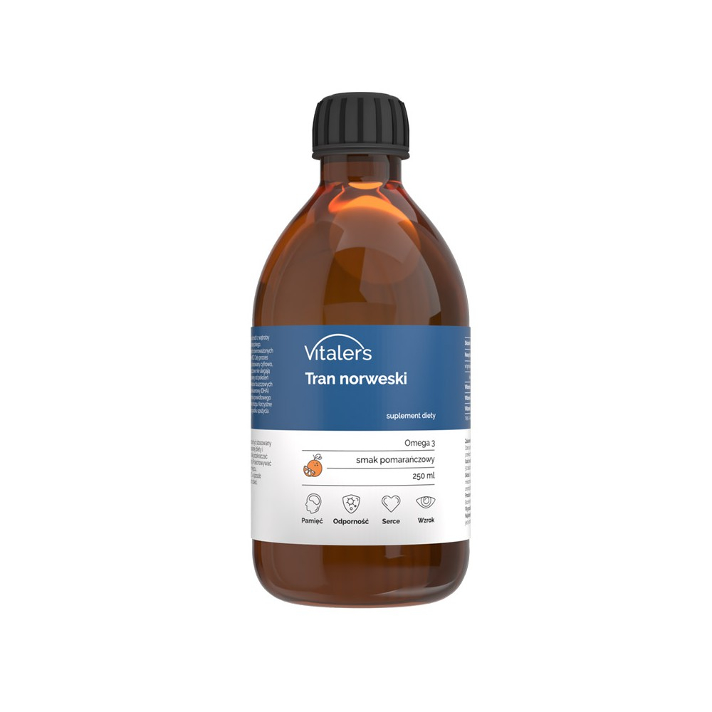 Vitaler's tran norweski, smak pomarańczowy, 250 ml