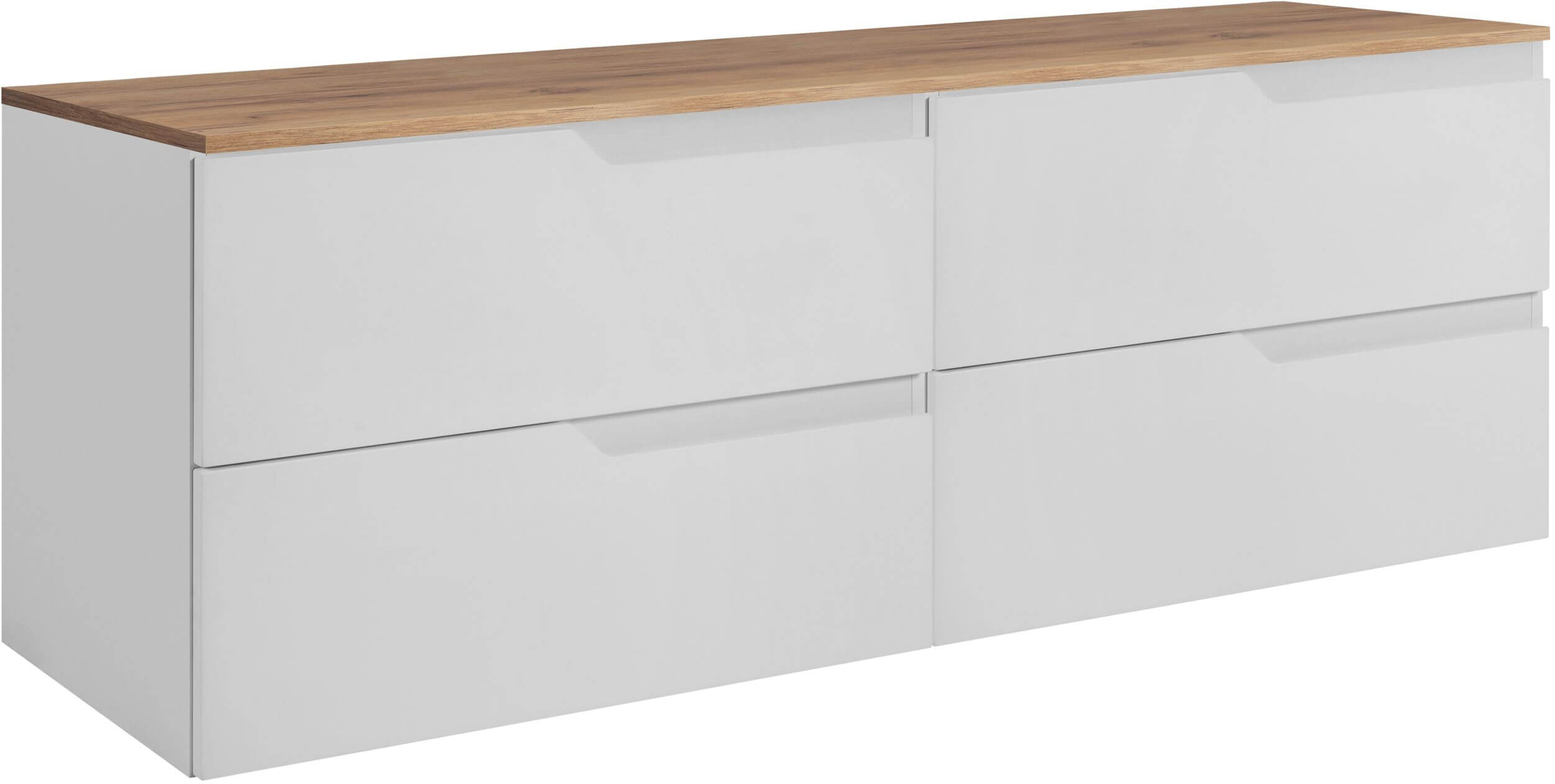 Zestaw Rodan Modern 2x szafka 60x46x57 cm podumywalkowa wisząca biała z blatem dąb (5906154451970, 5906154455312)