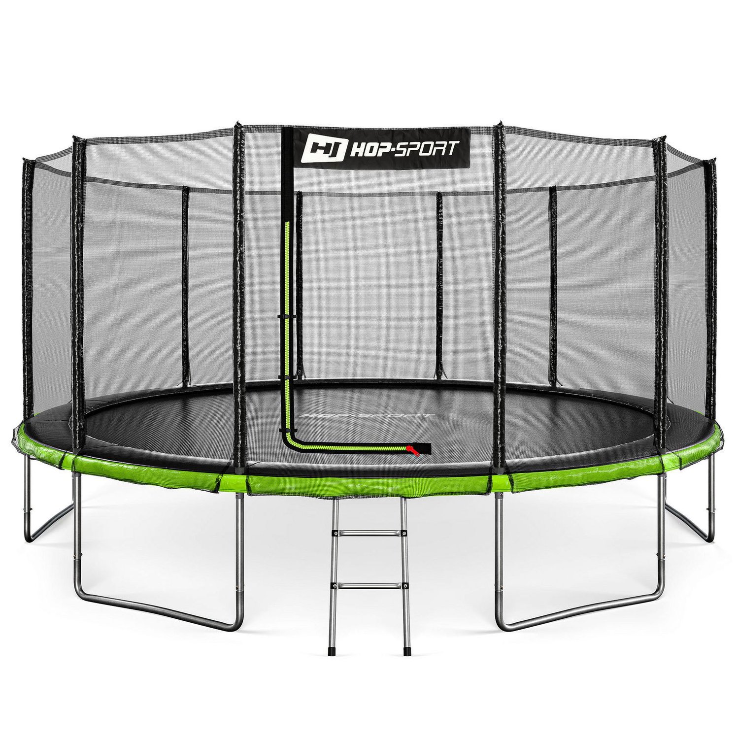 Trampolina ogrodowa 16t (488cm) - czarno-zielona z siatką zewnętrzną