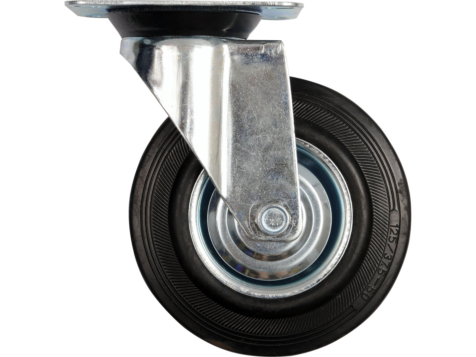 Kółko obrotowe VOREL skrętne do wózka 125mm czarna guma 100kg 87313